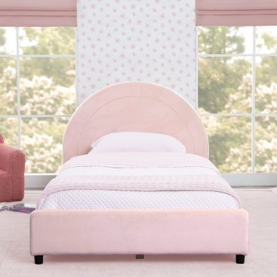 Upholstered Twin Bed with Round Headboard