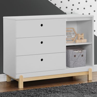 Poppy 3 Drawer Dresser with Cubbies and Interlocking Drawers