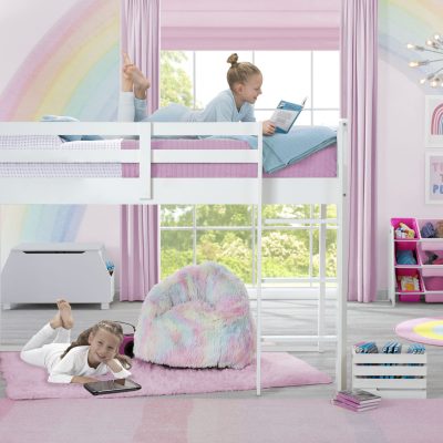 Twin Loft Bed with Guardrail and Ladder