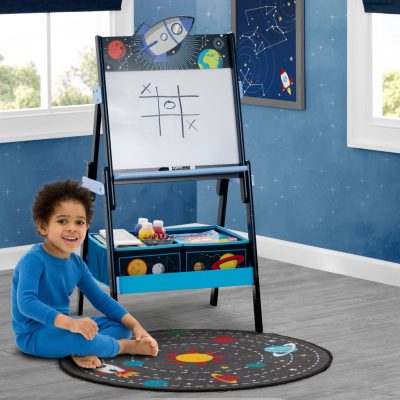 Outer Space Round Area Rug for Kids, 39-Inch