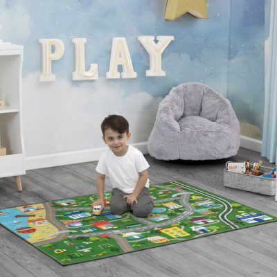 Large Road Map Activity Rug for Girls and Boys – 54-inch L x 39-inch W