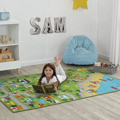 Extra Large Road Map Activity Rug for Girls and Boys – 78-inch L x 54-inch W